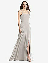 Front View Thumbnail - Oyster Square Neck Chiffon Maxi Dress with Front Slit - Elliott