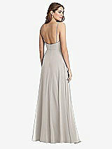 Rear View Thumbnail - Oyster Square Neck Chiffon Maxi Dress with Front Slit - Elliott