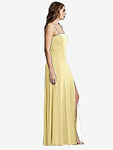 Side View Thumbnail - Pale Yellow Square Neck Chiffon Maxi Dress with Front Slit - Elliott