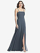 Front View Thumbnail - Silverstone Square Neck Chiffon Maxi Dress with Front Slit - Elliott