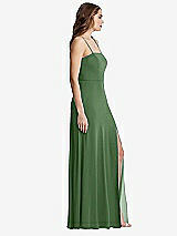 Side View Thumbnail - Vineyard Green Square Neck Chiffon Maxi Dress with Front Slit - Elliott