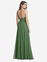 Rear View Thumbnail - Vineyard Green Square Neck Chiffon Maxi Dress with Front Slit - Elliott