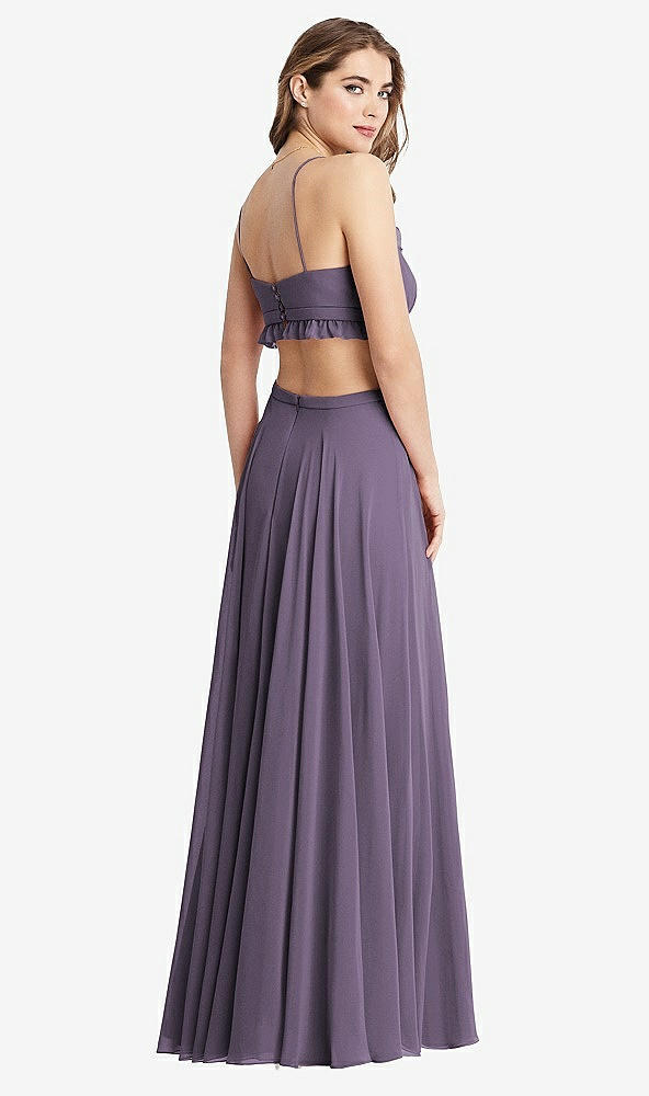 Back View - Lavender Ruffled Chiffon Cutout Maxi Dress - Jessie
