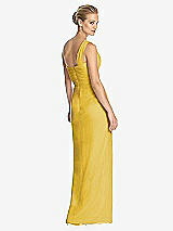 Rear View Thumbnail - Marigold One-Shoulder Draped Maxi Dress with Front Slit - Aeryn