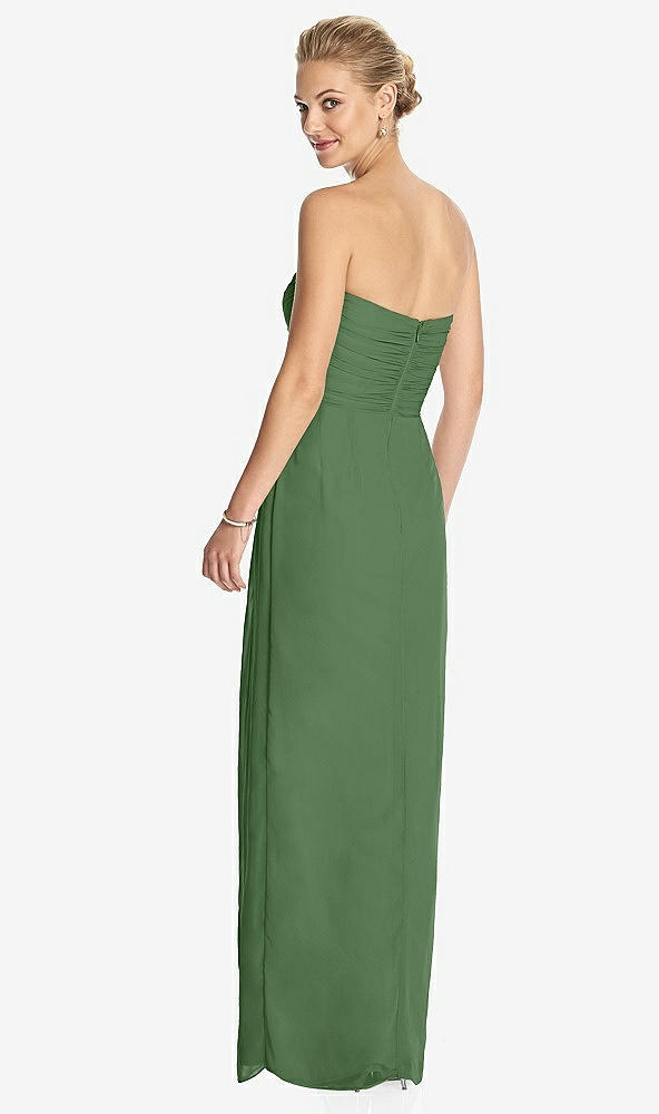 Back View - Vineyard Green Strapless Draped Chiffon Maxi Dress - Lila