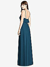 Rear View Thumbnail - Atlantic Blue Ruffle-Trimmed Backless Maxi Dress