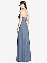 Rear View Thumbnail - Larkspur Blue Ruffle-Trimmed Backless Maxi Dress
