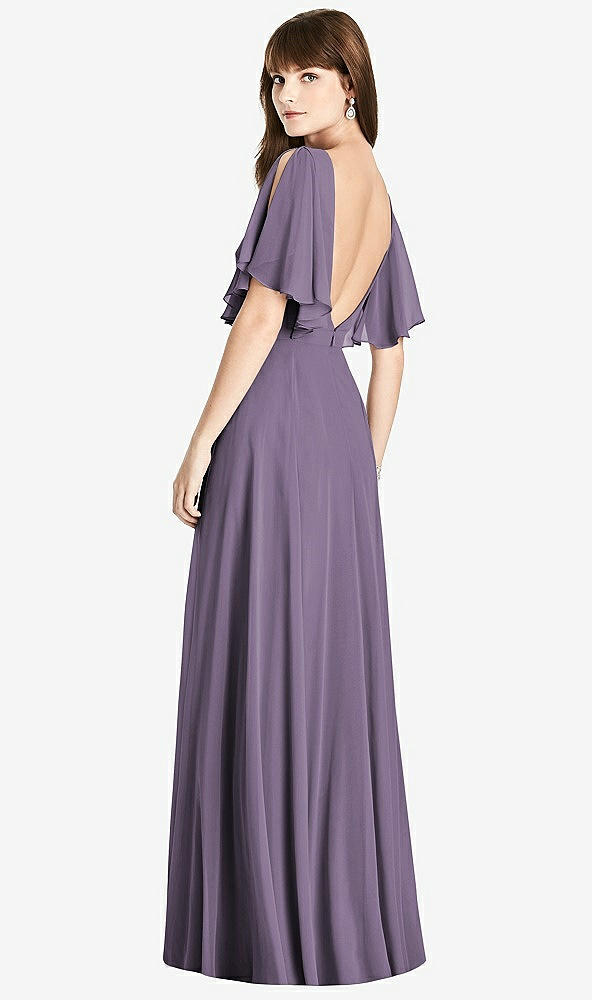 Front View - Lavender Split Sleeve Backless Maxi Dress - Lila