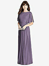 Rear View Thumbnail - Lavender Split Sleeve Backless Maxi Dress - Lila
