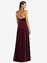 Rear View Thumbnail - Cabernet Velvet Halter Maxi Dress with Front Slit - Harper