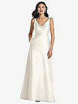 Front View Thumbnail - Ivory Pleated Bodice Open-Back Maxi Dress with Pockets