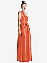 Side View Thumbnail - Fiesta Bowed One-Shoulder Full Skirt Maxi Dress with Pockets