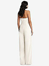 Rear View Thumbnail - Ivory Strapless Pleated Front Jumpsuit with Pockets