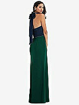 Alt View 3 Thumbnail - Hunter Green & Midnight Navy High-Neck Open-Back Maxi Dress with Scarf Tie