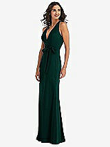 Side View Thumbnail - Evergreen Open-Back Halter Maxi Dress with Draped Bow