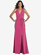 Front View Thumbnail - Tea Rose Open-Back Halter Maxi Dress with Draped Bow