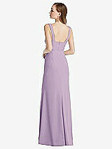 Rear View Thumbnail - Pale Purple Wide Strap Notch Empire Waist Dress with Front Slit