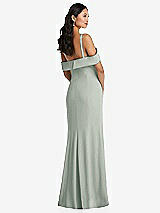 Alt View 3 Thumbnail - Willow Green One-Shoulder Draped Cuff Maxi Dress with Front Slit