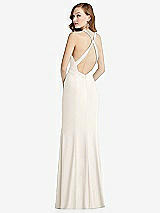 Front View Thumbnail - Ivory High-Neck Halter Dress with Twist Criss Cross Back 
