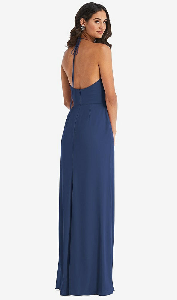 Back View - Sailor Spaghetti Strap Tie Halter Backless Trumpet Gown