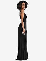 Alt View 2 Thumbnail - Black Skinny One-Shoulder Trumpet Gown with Front Slit