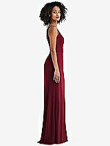 Alt View 2 Thumbnail - Burgundy Skinny One-Shoulder Trumpet Gown with Front Slit