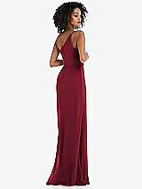 Alt View 3 Thumbnail - Burgundy Skinny One-Shoulder Trumpet Gown with Front Slit
