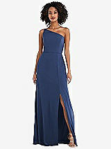 Alt View 1 Thumbnail - Sailor Skinny One-Shoulder Trumpet Gown with Front Slit