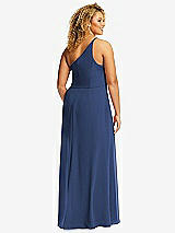 Rear View Thumbnail - Sailor Skinny One-Shoulder Trumpet Gown with Front Slit