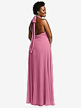 Rear View Thumbnail - Orchid Pink High Neck Halter Backless Maxi Dress