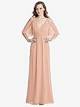 Alt View 1 Thumbnail - Pale Peach Convertible Cold-Shoulder Draped Wrap Maxi Dress