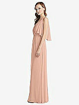 Alt View 2 Thumbnail - Pale Peach Convertible Cold-Shoulder Draped Wrap Maxi Dress
