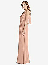 Side View Thumbnail - Pale Peach Convertible Cold-Shoulder Draped Wrap Maxi Dress