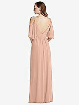 Rear View Thumbnail - Pale Peach Convertible Cold-Shoulder Draped Wrap Maxi Dress