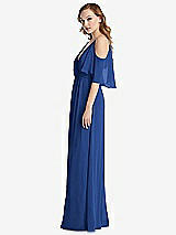 Side View Thumbnail - Classic Blue Convertible Cold-Shoulder Draped Wrap Maxi Dress