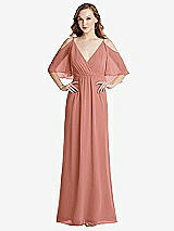 Alt View 1 Thumbnail - Desert Rose Convertible Cold-Shoulder Draped Wrap Maxi Dress