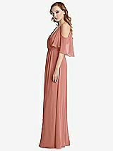 Side View Thumbnail - Desert Rose Convertible Cold-Shoulder Draped Wrap Maxi Dress