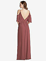 Rear View Thumbnail - English Rose Convertible Cold-Shoulder Draped Wrap Maxi Dress
