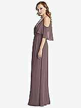 Side View Thumbnail - French Truffle Convertible Cold-Shoulder Draped Wrap Maxi Dress