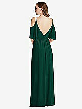 Rear View Thumbnail - Hunter Green Convertible Cold-Shoulder Draped Wrap Maxi Dress