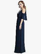 Side View Thumbnail - Midnight Navy Convertible Cold-Shoulder Draped Wrap Maxi Dress