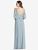 Rear View Thumbnail - Mist Convertible Cold-Shoulder Draped Wrap Maxi Dress