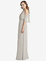 Side View Thumbnail - Oyster Convertible Cold-Shoulder Draped Wrap Maxi Dress