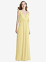 Alt View 3 Thumbnail - Pale Yellow Convertible Cold-Shoulder Draped Wrap Maxi Dress