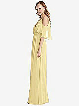Side View Thumbnail - Pale Yellow Convertible Cold-Shoulder Draped Wrap Maxi Dress