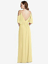 Rear View Thumbnail - Pale Yellow Convertible Cold-Shoulder Draped Wrap Maxi Dress