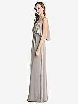 Alt View 2 Thumbnail - Taupe Convertible Cold-Shoulder Draped Wrap Maxi Dress