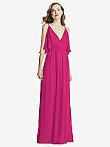 Alt View 3 Thumbnail - Think Pink Convertible Cold-Shoulder Draped Wrap Maxi Dress
