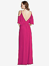 Rear View Thumbnail - Think Pink Convertible Cold-Shoulder Draped Wrap Maxi Dress