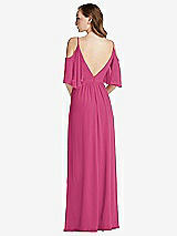 Rear View Thumbnail - Tea Rose Convertible Cold-Shoulder Draped Wrap Maxi Dress